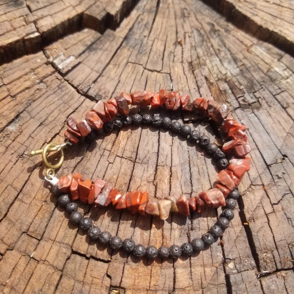Natural Poppy Jasper with Lava